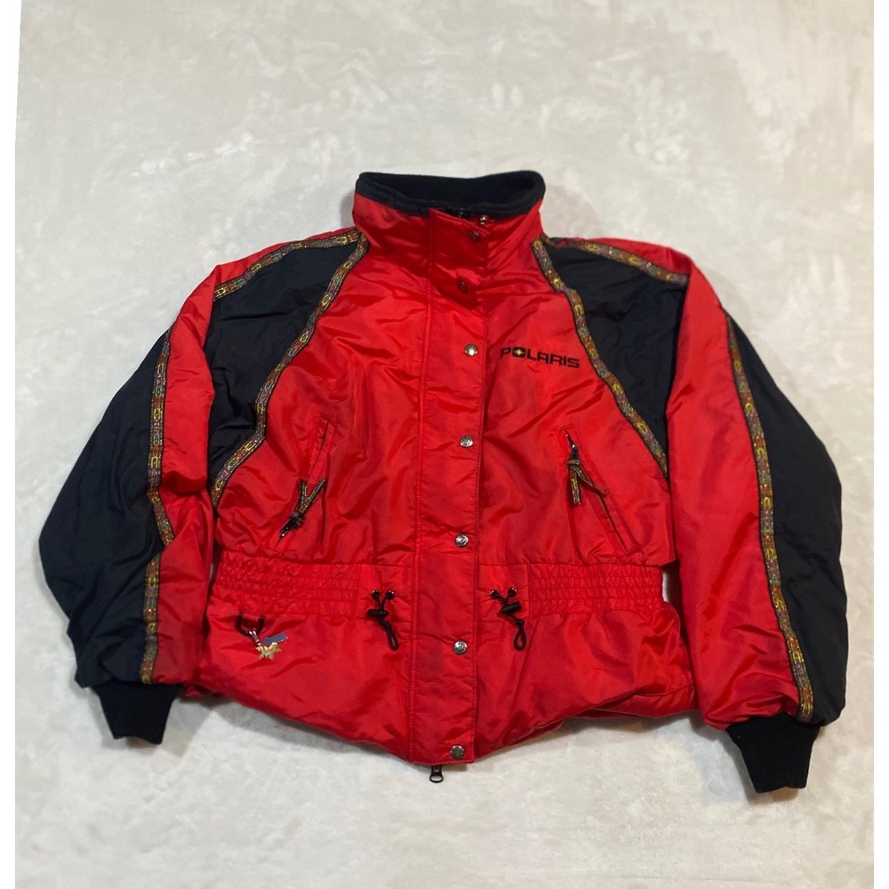 Vintage Polaris Snow Jacket Red Black Thinsulate Winter Coat USA Made Women L